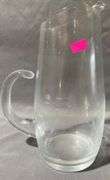 Clear Glass Pitcher with Curved Handle and Spout, 8″