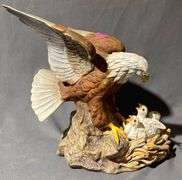 Painted Sculpture of an Eagle with Nest