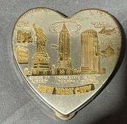 Elgin American Gold-Tone Compact and New York City Heart-Shaped Compact