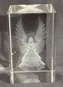 3D Etched Crystal with Angel Design in Original Giftco Box