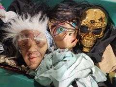 Masks, Skeleton Figures, and Plastic Drinkware
