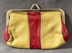Roger Gindel Leather Coin Purse with Metal Frame and Dual Compartments