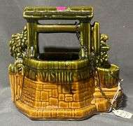 2 McCoy Pottery Wishing Well Planters, 6.5×4.5×6.5″