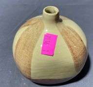 Takahashi San Francisco Pottery Bulb Vase with Striped Design, 3″