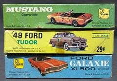Palmer Plastics Plastic Model Kits: 49 Ford Tudor, Ford Galaxie XL500 Convertible, and Mustang Convertible, 1/32 Scale