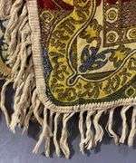 Lace and Floral Table Runner & Fringed Multicolor Rug  70”, 50”