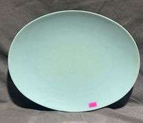 Fostoria Turquoise Oval Serving Platter, 12.5” x 10”