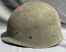 Military Helmet with Liner and Markings ‘Greenawalt’, Approx. 10.5” x 8.5” x 6.5”