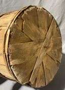 Two Round Slatted Fruit Baskets with Metal Wire Handles