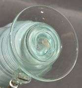 Hand-Blown Glass Pitcher with Swirled Light Blue Detailing
