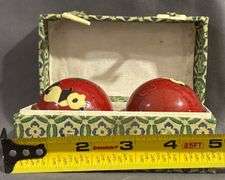 Cloisonné Health Balls in Decorative Box with Floral Motifs