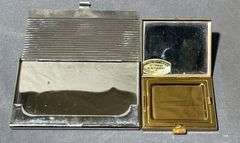 Metallic Cigarette Case and Handcrafted Petit Point Compact