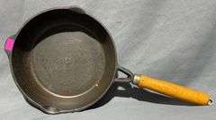 Cast Iron Skillet with and Wood Handle, Marked ‘Taiwan W.K 2’, 8″ Dia.