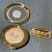 Stratton Compact with Gold-Tone Leaf Design, 3″