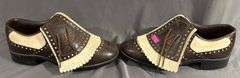 Two-Tone Leather Saddle Golf Shoes with Softspikes Soles