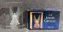 3D Etched Crystal with Angel Design in Original Giftco Box