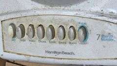 Household Items Including Outdoor Thermometer, Hamilton Beach Blender Base, and Cookware