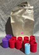 Colored Hair Rollers with Transparent Carry Bag