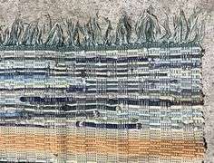 Hand-Woven Rag Rug with Multicolor Stripes, 23×38”