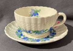 2 Copeland Spode Valencia Teacups with Saucers, Hairline Cracks