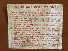 Terado Mark I Model 50131 12-Volt Inverter