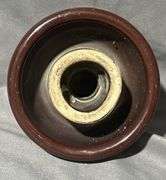 Ohio Brass Company Brown Ceramic Electrical Insulator with Maker’s Mark, 5×4″