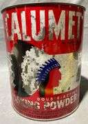 Calumet Double-Acting Baking Powder Tin, 7×9″