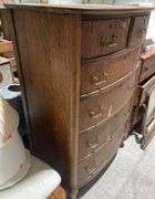 Chest of Drawers with Attached Swivel Mirror and Brass Hardware