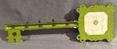 Metal Key-Shaped Wall Hook with Ceramic Tile Insert, 12” Long