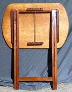 Folding Oval-Top Tray Tables with Stand, Set of 4
