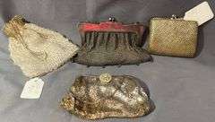 Four Evening Bags with Beaded, Mesh, and Metallic Designs