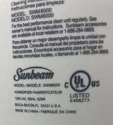 Sunbeam Model SWM6000 Humidifier with Clear Water Chamber