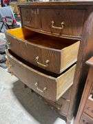 Chest of Drawers with Attached Swivel Mirror and Brass Hardware