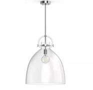 YANSUN
18 in. 1-Light Modern Geometric Brushed Nickel Pendant Light with Clear Glass Shade for Kitchen Island