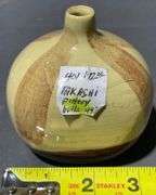 Takahashi San Francisco Pottery Bulb Vase with Striped Design, 3″