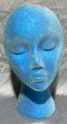 Blue Display Mannequin Head and Feathered Hat 10.5″, 9″