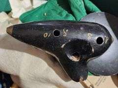 Miscellaneous Household Items Including Ocarina, Glass Dish, and Picture Frame