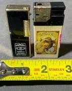 Camel & Jack Daniels Novelty Cigarette Lighters Featuring Branding and Graphics