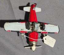 1950s Japanese F-80 Tin Friction Toy Airplane, 6” Long with 8” Wingspan