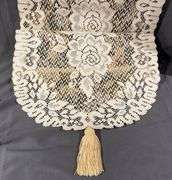 Lace and Floral Table Runner & Fringed Multicolor Rug  70”, 50”