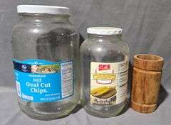 Glass and Plastic Containers With Flashlight and Cigar Box