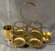 Brass Drink Server with Colored Glass Cups and Accessories, 4.5″
