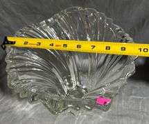 Pressed Clear Glass Fluted Vase with Star-Shaped Base 10”x9.5”