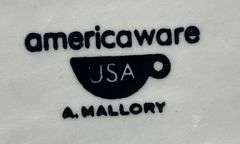 Americaware Serving Dish with Metal Stand and Scalloped Design (chipped) 12″