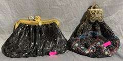 Two Evening Bags Featuring Beaded and Mesh Designs inc. Whiting & Davis