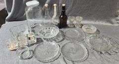 Glassware and Bottles with Pressed and Etched Designs