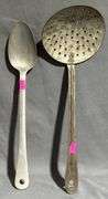 Two Long-Handled Metal Spoons, One Marked ‘Germany’, 13.5″ and 15″ Long