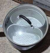 Household Items Including Outdoor Thermometer, Hamilton Beach Blender Base, and Cookware