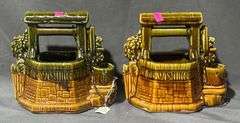 2 McCoy Pottery Wishing Well Planters, 6.5×4.5×6.5″