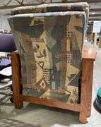 Upholstered Recliner & Barbers Booster Seat for a Child